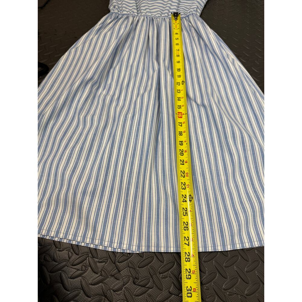 Vintage Lanz Originals Prairie Dress Set Blue Stripe Cottagecore XS 3/4 - Picture 8 of 11